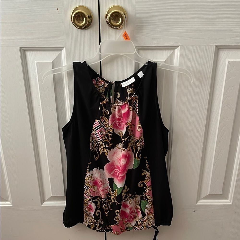 Floral Black Sleeveless Top